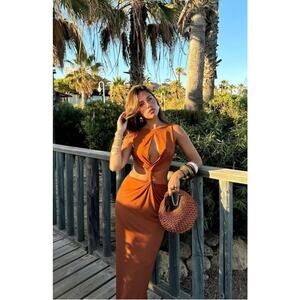 Zara Rust Orange Cutout Mini Dress